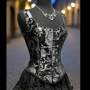 SHRINE OF HOLLYWOOD Grey Brocade PIN BODICE Corset